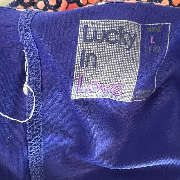 Lucky In Love Women Sz L Reflex Stitch Down Tiered Tennis Skort Shine Pink Blue - Picture 11 of 11
